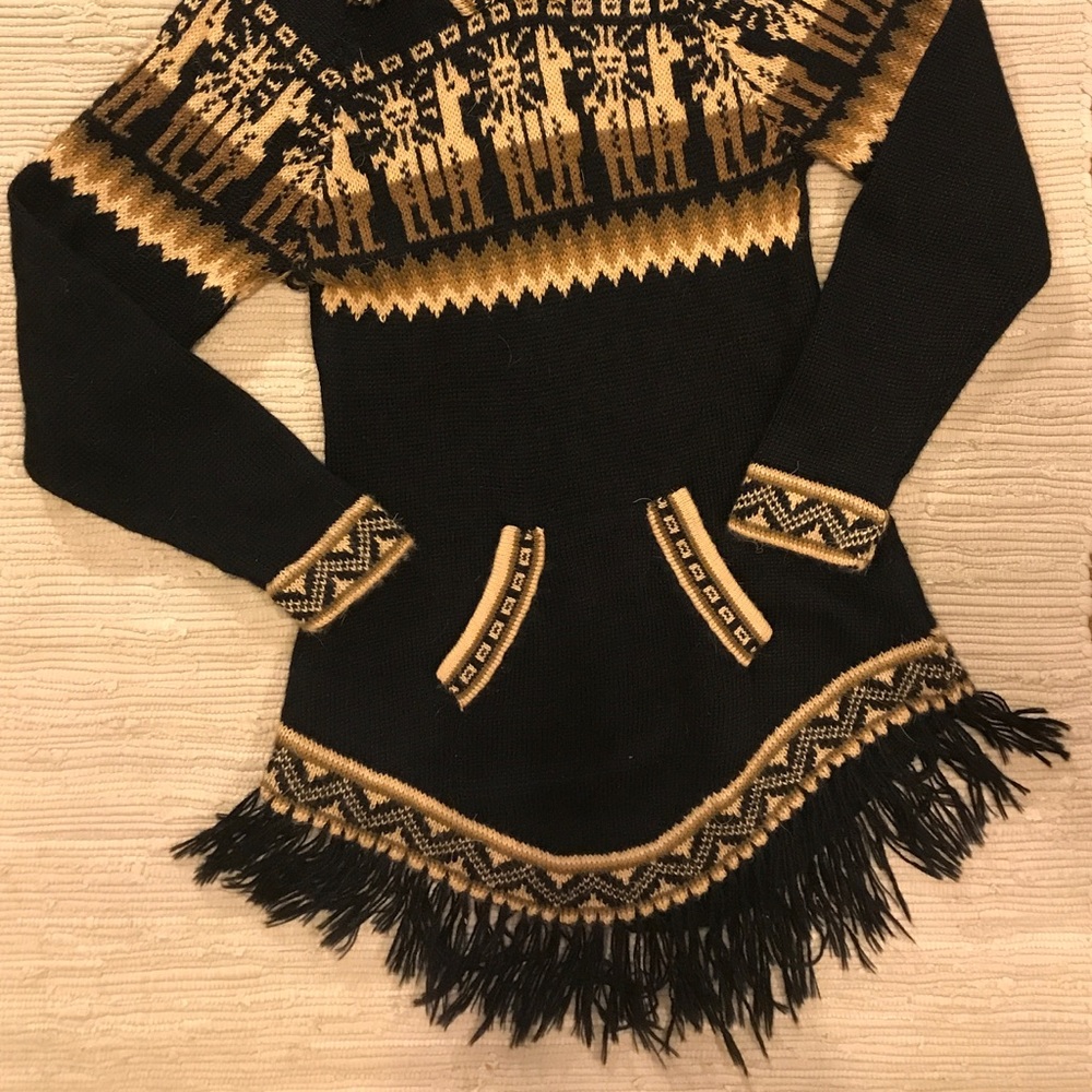 Artesania “Edm” Alpaca Black & Tan/Brown/Cream EUC - Picture 4 of 8